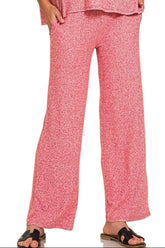 Zenana Soft Melange Short Sleeve Tee & Long Pants Set OutfitFlow